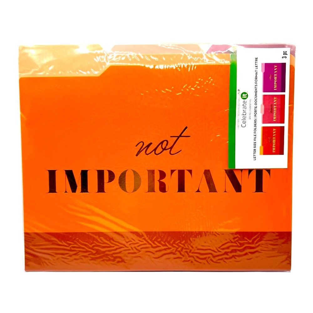 3 File Folders Letter Size “Not” “Kinda” “Very” Important Golden Labels